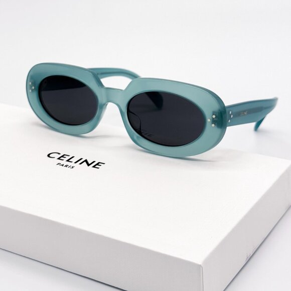 NEW CELINE CL40276U 93N OVAL SHINY LIGHT GREEN BLUE WOMEN SUNGLASSES CELINE main image 9